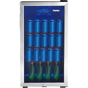�①�� 117�� 88L �X�e�����X �K���X�h�A ����82cmx��45cm �n���h���Ȃ� �u���[ LED�Ɩ� �_���r�[ Danby DBC117A1BSSDB-6 117 Can Beverage Center, 3.1 Cu.Ft. Freestanding Drinks Refrigerator for Basement �Ɠd