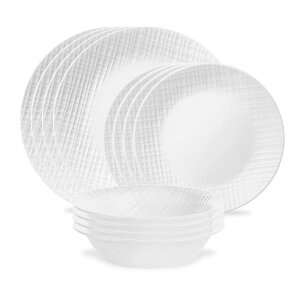 R[ H fBi[EFA 4g 12_Zbg lD Corelle Linen Weave 12-piece Dinnerware Set, Service for 4
