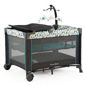 ܂肽 vC[h }bgX oVlbg  LX^[t q Ԃ Portable Crib for Baby, Portable Baby Playpen with Detachable Bassinet and Changing Table