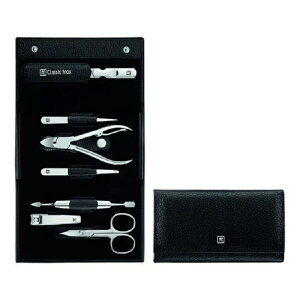 cBO r[eB[PA 7_Zbg lCPA ܐ؂ ܂₷ sZbg nT~ U[P[X ubN  ZWILLING CLASSIC INOX7-pc, Leather Snap Fastener Case, Black Matte 97682-004-0