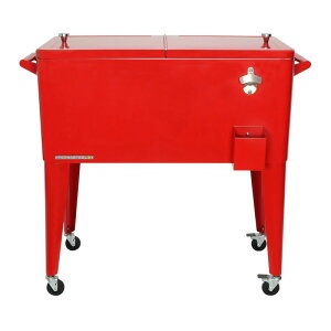 J[g^ N[[{bNX 76L 𔲂t Permasteel 80-Qt Classic Outdoor Patio Cooler for Outside, Outdoor Beverage Cooler Bar Cart, Rolling Cooler with Wheels & Handles, Retro Design