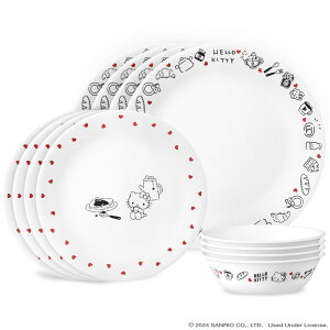 R[ n[LeB H 4g 12_Zbg fBi[EFA AJ Corelle Hello Kitty, Very Delicious 12-piece Dinnerware Set, Service for 4