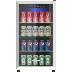 ① 115 XeX 3KXhA ɓLED robWZ^[ Honeywell Beverage Refrigerator and Cooler, 115 Can Mini Fridge with Glass Door for Soda Beer or Wine for Office or Bar with Adjustable Removable Shelving H115BCS 