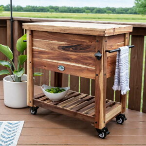 �J�[�g�^ �N�[���[�{�b�N�X �L���X�^�[ �𔲂�Backyard Discovery Outdoor Cooler in Acacia Wood with Soft Liner 2204010COM