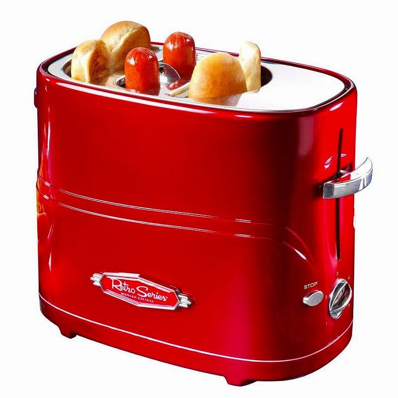 30日間返金保証 送料無料 最大2年保証 定番スタイル ノスタルジア 新作 大人気 ポップアップ ホットドッグトースター Nostalgia Dog Toaster Electrics Pop-Up 家電 HDT-600RETRORED Hot