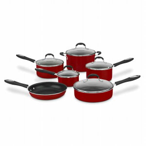 NCWi[g tCp 11_Zbg  Cuisinart 55-11 Advantage Non-Stick 11-Piece Cookware Set Red