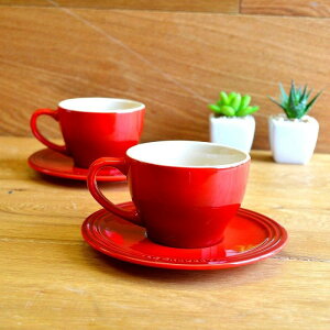 EN[[ Jv`[m Jbv\[T[ 2qZbg `F[bh 200ml Le Creuset Set of 2 Cappuccino Cups and Saucers Cherry Red N[ N[[ Rbv Jbv