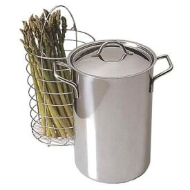 ステンレス アスパラガスや野菜をゆでる鍋 ポット スチーマーバスケット付 パスタにも RSVP Stainless Asparagus Pot with Steamer Basket SAS-4