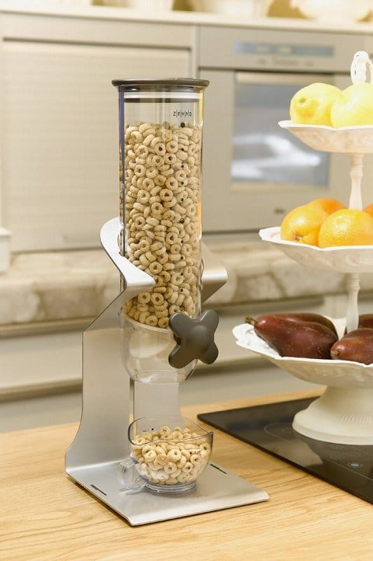 ドライフードディスペンサー シングル シルバー ゼブロ  honey can do Honey-Can-Do Indispensable SmartSpace Countertop 13-Ounce Dry-Food Dispenser WMS100   KCH-06140