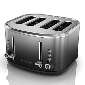 ポップアップトースター 4枚焼 ブラック・アンド・デッカー ステンレス BLACK+DECKER 4-Slice Extra-Wide Slot Toaster Ombre Finish TR4310FBD 家電