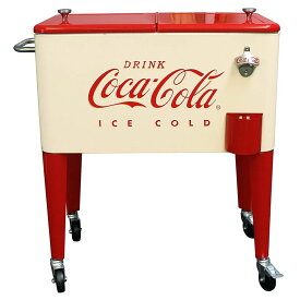 コカコーラ カート型 クーラーボックス 57L キャスター 栓抜き付 クリーム レトロ Leigh Country CP 98111 Cream and Red 60 Qt. Coca-Cola Rolling Cooler, Cream & Red
