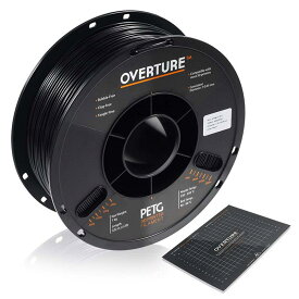 3Dプリンター用フィラメント 直径1.75mm 長さ322m OVERTURE PETG Filament 1.75mm with 3D Build Surface 200 x 200 mm 3D Printer Consumables, 1kg Spool (2.2lbs), Dimensional Accuracy +/- 0.05 mm, Fit Most FDM Printer, Black
