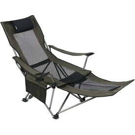 折りたたみ椅子 フットレスト付 メッシュ チェアー アウトドア キャンプ ビーチ OUTDOOR LIVING SUNTIME Camping Folding Portable Mesh Chair with Removabel Footrest