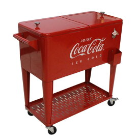 コカコーラ カート型 クーラーボックス 76L キャスター 栓抜き トレー付 レッド レトロ LEIGHCOUNTRY Coca-Cola Embossed "ICE COLD" 80 qt. Cooler with Tray CP 98126