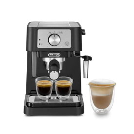 デロンギ レトロ エスプレッソマシン カプチーノメーカー コーヒー De'Longhi Stilosa Manual Espresso Machine, Latte & Cappuccino Maker, 15 Bar Pump Pressure + Manual Milk Frother Steam Wand, EC260BK 家電