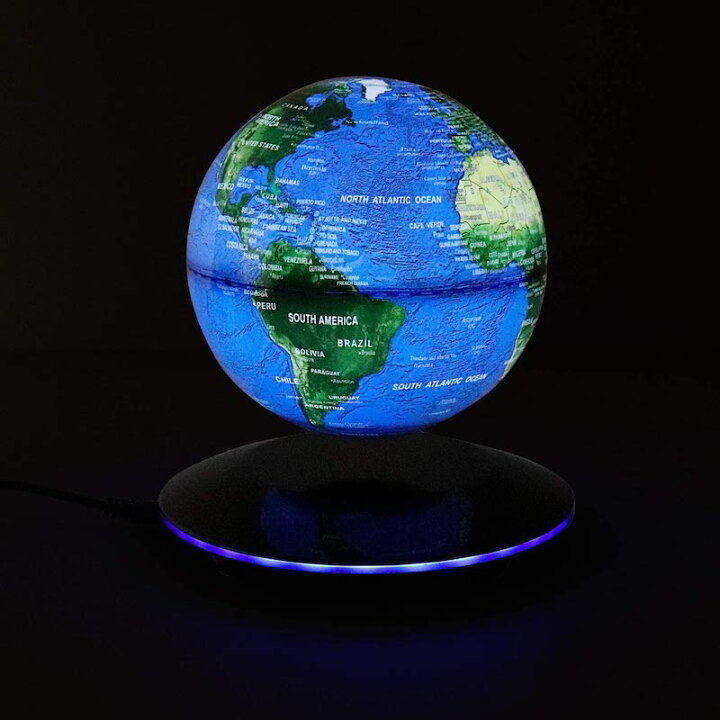 地球儀 浮遊 直径15cm LEDライト付き フローティンググローブ Magnetic Levitation Floating Globe Anti  Gravity Rotating World Map OUTLET SALE