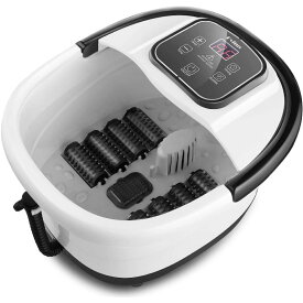 フットスパ バスマッサージャー ヒート付き 指圧マッサージ ローラー8個 温度制御 Foot Spa Bath Massager with Heat, Bubble Jets and 8 Removable Long Massage Rollers 家電