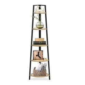 コーナーシェルフ 木製 ラック 5段 棚 ディスプレイ SpringSun 5-Tier Corner Ladder Wood Shelf, Display Rack Multipurpose Bookshelf and Plant Stand for Living Room and Office
