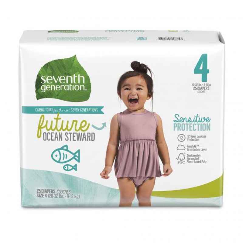送料無料 オムツ 9-15kg向け 敏感肌用 135枚 プリント セブンスジェネレーション Seventh Generation Baby 商い Diapers 特価 Size 135 for count 4 Skin Sensitive Vary Packaging May
