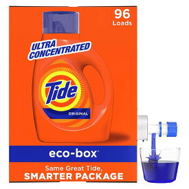 タイド 液体洗濯洗剤 濃縮タイプ 96回分 エコボックス Tide Laundry Detergent Liquid Soap Eco-Box, Ultra Concentrated High Efficiency (HE), Original Scent, 96 Loads