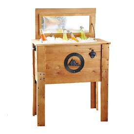 木製 クーラーボックス バケツ イベント 飲み物 冷たい 脚付 栓抜き 42L Rustic Outdoor Beverage Cooler for Patio