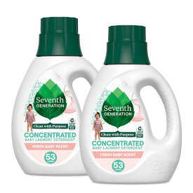 セブンスジェネレーション 液体洗濯洗剤 赤ちゃん用 1.18L×2本 106回分 Seventh Generation Concentrated Baby Laundry Detergent, Fresh Scent, 40 Fl Oz, Pack of 2