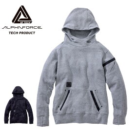 ALPHAFORCE アルファフォース ミッドウェイトスウェットプルパーカー ヘザーグレー ブラック アーバンシック 36-3203 SS～5L メンズ/レディース 通年 alphaforce-techproduct 長袖 キャンプ スポーツウェア スウェット セットアップ グレー ブラック 灰色 黒 アウトドア