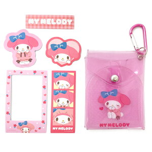 マイメロディ ステッカーセット ポーチ付き サンリオ シール5種 クリアポーチ カラビナ ヲタ活 推し活 146621