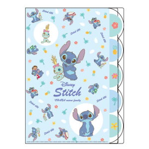 スティッチ ダイカットクリアファイル5P 2D 5ポケット ファイル 収納 書類整理 229812