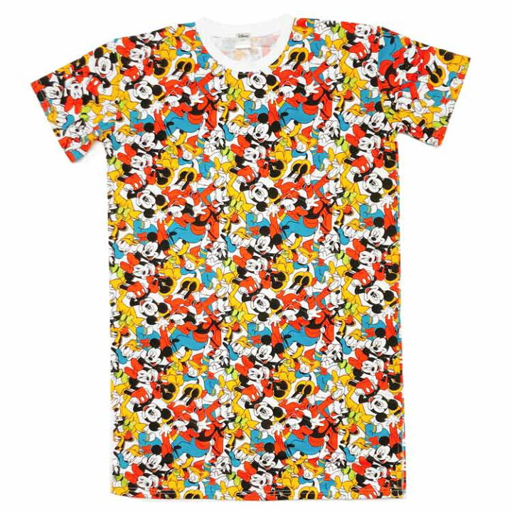 楽天市場 ディズニーミッキー フレンズ ロングtシャツ 総柄 ぎっしり サマーアイテム キャラクターハウス キャロル