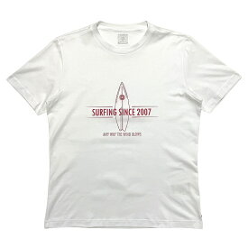 eleventy イレブンティ メンズ Tシャツ / SURFING SINCE 2007 ギザコットン プリントTシャツ ホワイト ネイビー / イタリア 半袖 / 25541002