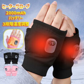 電熱グローブ 電熱手袋 バイク用 ヒーター手袋 滑り止め 指なし 防寒 メンズ手袋 発熱 撥水 防風 3段階調温 即暖 省エネ スマホ操作 男女兼用 2024新作