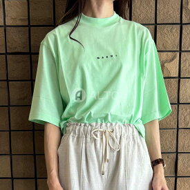 MARNI マルニ THJE0263P1 USCS87 LOV13 ちびロゴ プリント Tシャツ カットソー 半袖 グリーン レディース