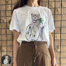 ☆2024春夏新作☆MM6 メゾンマルジェラ　エムエムシックス MARGIELA6 キャット＆グリッタープリントTシャツ S52GC0313 S23588 ユニセックス