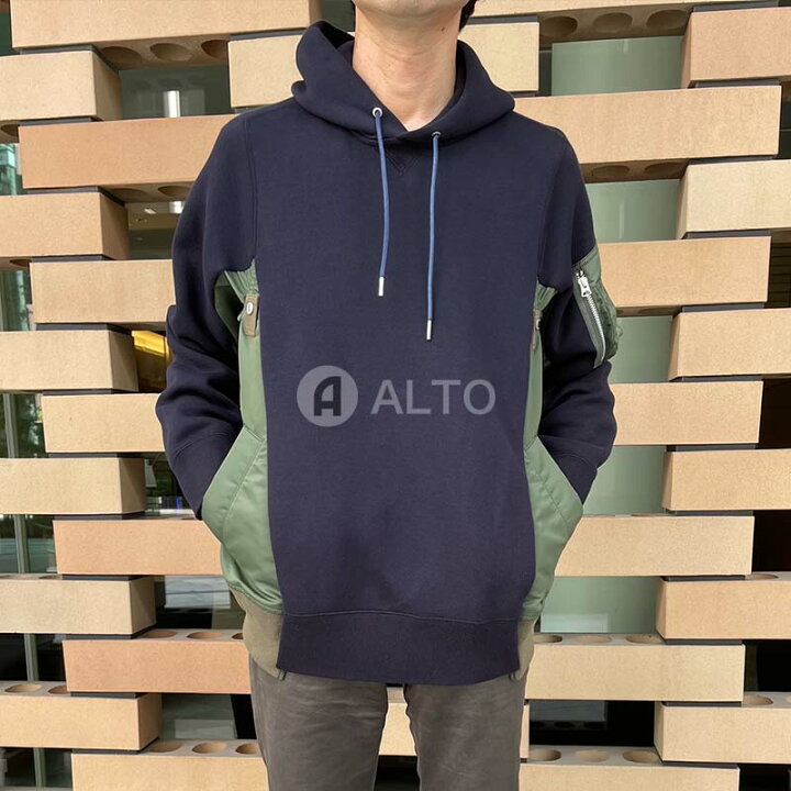 楽天市場】sacai サカイ ハイブリッドパーカー SCM057 メンズ 212 NAVY  