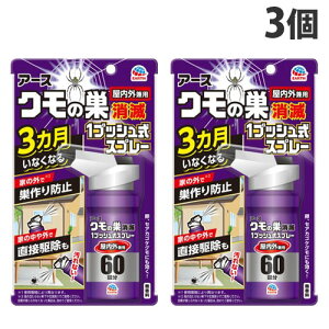 アース製薬 クモの巣消滅 1プッシュ式スプレー 60回分 3個 クモ 蜘蛛 駆除 予防 侵入防止 退治 スプレー 屋内 屋外