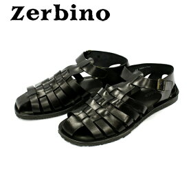【返品交換OK・送料無料】紳士靴 革靴 メンズレザーシューズ Zerbino ゼルビーノ 7528 イタリア製 本革 レザーサンダル グルカ グラディエーター ラバーソール ブラック ハーフパンツ 短パン夏 旅行 歩きやすい やわらかい