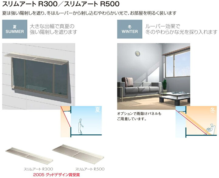 楽天市場】LIXIL ユニットひさし スリムアートR300 11403 後付 日除け 