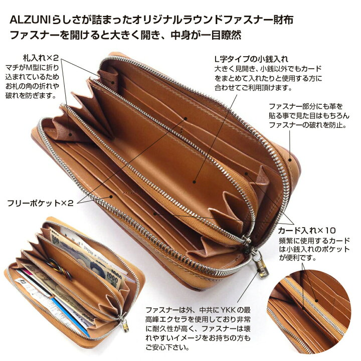 楽天市場】送料無料 日本製 革 本革 レザー 財布 ウォレット ALZUNI  