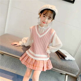 ニットベスト キッズ 女の子 春 秋 冬 プルオーバー 子供服 ニット ベスト Vネック ケーブル編み 無地 トップス 送料無料 シンプル カジュアル おしゃれ 学院 学生ベスト インナーベスト 入学式