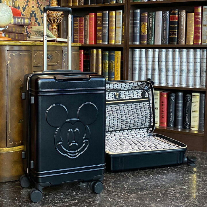 楽天市場 Black Friday クーポン ディズニー スーツケース キャリーバッグ キャリーケースmサイズ 中型 55cm 50l 軽量 双輪 レディース メンズシフレ ハピタス Hap2212 ミッキーマウスフェイスブラック 1年保証付 アマクサかばん