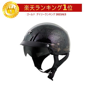 ＼全品2500円+5%OFF★6/5(水)限定／【女性用にも】SCORPION スコーピオン EXO C110 AZALEA ハーフヘルメット 半帽 バイク アメリカン レディースにも 男性にも かわいい アゼリア(ブラック/ゴールド)(AMACLUB)