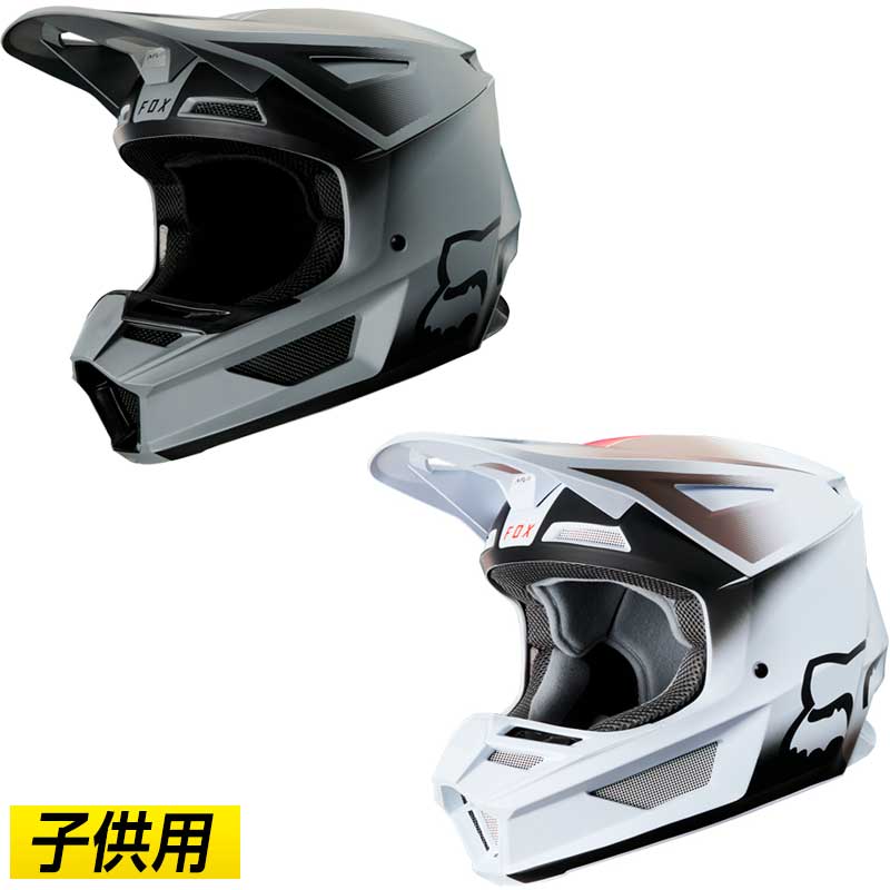 【子供用】FOX フォックス V2 VLAR 2020モデル キッズ モトクロスヘルメット オフロードヘルメット バイク かっこいい ボラール(黒)(ホワイト)(AMACLUB) 街乗り