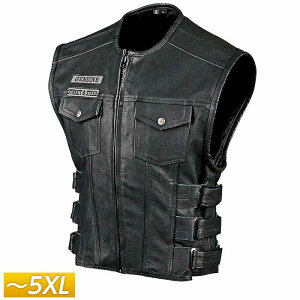 y5XL܂ŁzStreet & Steel Xg[g&X`[ Anarchy Leather Vest U[xXg CfBOWPbg oCNEFA C_[ oCN n[[ c[Oɂ  AJ ~Ai[