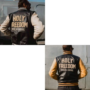 \全品5000円クーポン★11/1(土) エントリー/【3XLまで】HolyFreedom Varsity College Leather Jacket レザージャケット ライディングジャケット バイクウェア ライダー バイク オートバイ ツーリングにも