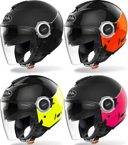 \全品1000円クーホン゜★10/27(月)限定/Airoh アイロー Helios Fluo ジェットヘルメット サンバイザー ライダー バイク ツーリングにも かっこいい おすすめ (AMACLUB)