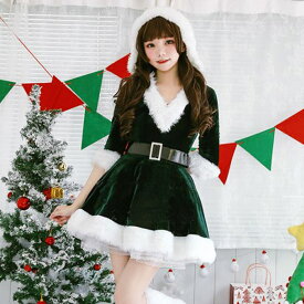 【楽天ランキング1位】Vネック サンタ コスプレ パニエ 付 ふわふわ ファー クリスマス 大きい サイズ アメリカンサイズ M〜XXL 3L XXXL 4L 大人 レディース 女装 パーティ イベント【売れ筋】