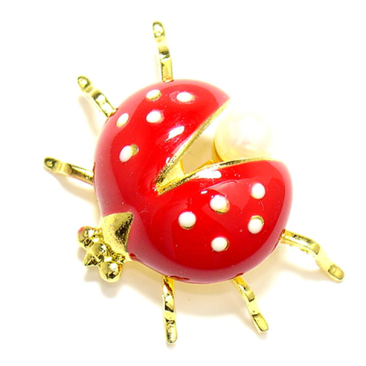 楽天市場 パール 真珠 淡水 白 ピン ブローチ ラウンド型 てんとう虫 4 0 4 5mm 赤 オレンジ 黒 水色 黄色 緑 白 ピンク 金メッキ 伊勢の真珠専門店パラディ