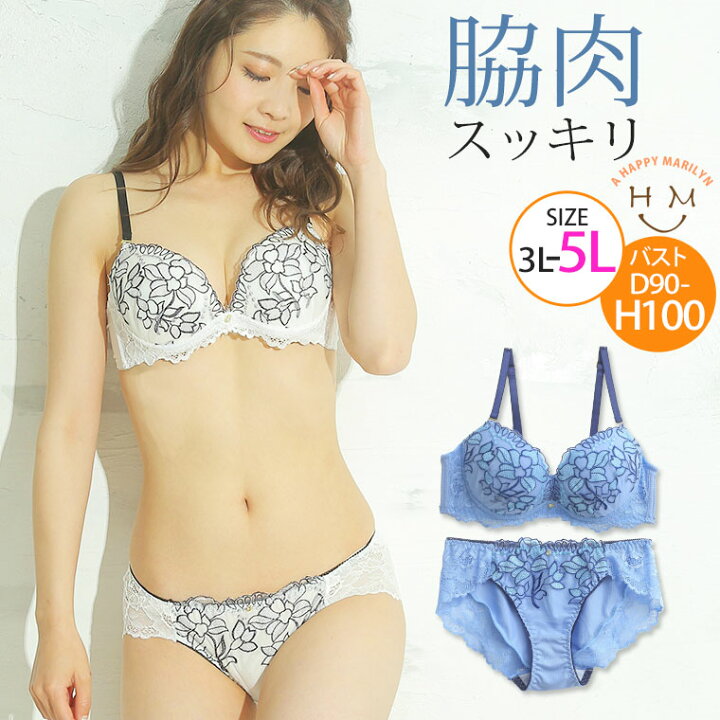楽天市場 限定 全品p5倍4 11 13 59まで 送料無料 ブラジャー 大きいサイズ 下着 線花柄 脇高 レース ブラセット インナー ブラ ショーツ Set 上下セット D90 D95 D100 E90 E95 E100 F90 F95 F100 G90 G95 G100 H90 H95 H100