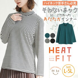 【限定!全品P5倍6/6 13:59まで】 大きいサイズレディース トップス | 【HEAT　FIT】プチハイネック Tシャツ _ カットソー LL 3L 4L 5L 秋 秋物 秋服 冬 冬物 冬服 ぽっちゃり ゆったり あったか 暖かい ロンT 長袖 フェミニン カジュアル ナチュラル プラスサイズ [658039]